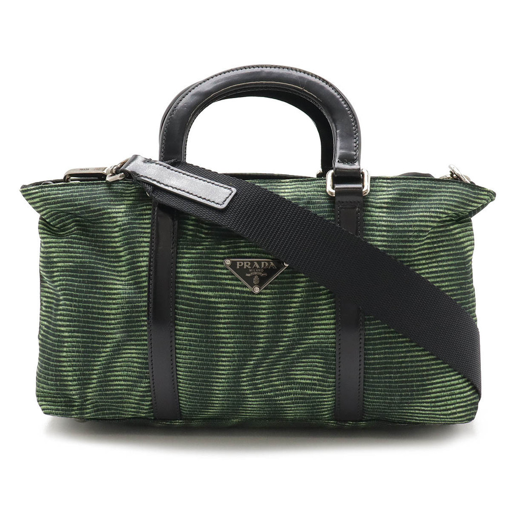 Prada Handbag Shoulder Leather BOTTIGLIA Green